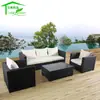 Sofá de Rattan para Exterior Pátio Jardim Protetor Solar Impermeável Varanda Dupla Cadeira de Rattan Terraço Hotel Combinação de Móveis