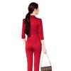 Overol casual de dos piezas de primavera y verano para traje pequeño para mujer, pantalón de traje de satén de ácido acético de manga corta de alto estilo