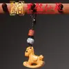 Sándalo Verde, Sándalo Amarillo y Ciprés Llavero de Caballo de Madera DIY, Colgante de Estilo Artístico y Lindo, Pequeño Regalo para el Año del Caballo