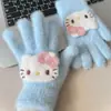 Guantes de Gatito a Cuadros Engrosados para Otoño e Invierno para Mujer, Nuevo Modelo de Invierno 2025, Guantes Cálidos de Cinco Dedos de Piel de Visón para Ciclismo de Estudiantes