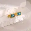 Pendientes Rectangulares de Acero Inoxidable Estilo Europeo y Americano con Circonita para Mujer, Lujo Ligero y Sensación de Alta Gama, Chapados en Oro de 18 Quilates, Clips para Orejas/Accesorios para Orejas que No Se Desvanecen