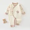 Ropa de Mariposa para Recién Nacidos Estilo Nuevo Primavera y Otoño Body de Algodón Puro Ropa de Monje con Cordones Monos de Manga Larga para Niños y Niñas Protección de Barriga