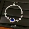 Pulsera geométrica ovalada de flor de circonita, elegante y única, de lujo ligero con un toque de alta gama, joyería de nicho al por mayor