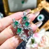Conjunto de lujo de alta gama para industria pesada con collar de esmeralda de algodón y lana, pulsera, anillo de apertura, pendientes colgantes, conjunto de cuatro piezas