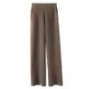 Pantalones de Punto de Lana Suave de Pierna Ancha para Mujer, Pantalones de Pierna Ancha Sueltos de Cintura Alta para Otoño e Invierno, Pantalones Casuales de Estilo Perezoso Recto de Arroz Glutinoso