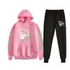 Traje deportivo informal con capucha y estampado de una pieza para hombre, ropa deportiva de dos piezas