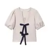 Comércio Exterior Atacado Europeu e Americano Roupas Femininas Novas Verão 2025 com Adição de Cor e Decoração de Laço Tops, Blusas e Camisas Casuais da Moda