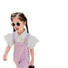 Conjunto de Ropa de Verano para Niñas con Peto Delgado 2024 Nueva Moda Urbana Trendy Dos Piezas Camisa de Algodón