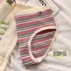 Pantaletas de algodón a rayas para mujer, entrepierna de algodón antibacteriano 7A, cómodas y transpirables, calzones de tiro medio para damas y niñas