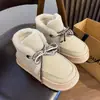 Nuevos Zapatos de Invierno y Pantuflas de Algodón para Mujer Hogar Interior Cálidos Suela Gruesa Zapatos Postparto Se Pueden Usar Afuera Zapatos de Algodón con Lazo