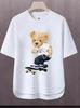 Camiseta de manga corta para hombre, marca de moda de verano, suelta, de cinco puntos, manga, 2024, nueva camiseta con estampado simple de Internet Ins.