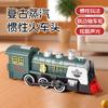 Trem elétrico infantil de simulação retrô trem a vapor universal modelo menino vermelho e verde enfeites de presente de aniversário