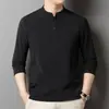 Camiseta de Terciopelo Alemán para Hombre de Otoño con Cuello Alto de Color Sólido, Casual de Negocios para Papás de Mediana Edad, Versátil Sudadera de Manga Larga Capa Base