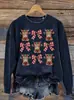Suéter navideño de cuello redondo con lazo patrón fijo impresión digital 3D manga larga jersey suéter de moda para mujer venta al por mayor