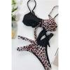 Bikini de Bloques de Color 2026 Correa Sexy Estilo Europeo y Americano Traje de Baño de Dos Piezas para Mujer Bikini Triángulo con Lazos Cruzados