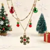 Colar de Natal transfronteiriço europeu e americano, pingente de sino de floco de neve de outono e inverno de alta qualidade, acessórios de corrente de clavícula de camada dupla para mulheres