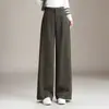 Calça pantalona feminina da moda, novo modelo outono 2026, cintura alta, com caimento fluido, calça de perna reta solta, elegante e versátil, calça casual de comprimento total