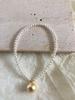 Pulseira de Pérolas Shijia de Luz Forte Zhengyuan Feminina Ouro Americano 14K Bola Corda Elástica Pulseira Simples Senso de Sofisticação