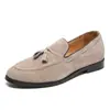 Mocasines de Ante para Hombre, Zapatos de Verano Slip-On Estilo Británico, Mocasines Juveniles con Borlas, Zapatos de Moda para Estilistas