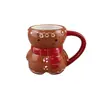 Taza de Cerámica 3D de Hombre de Jengibre Navideño Taza de Agua Creativa en Relieve Pintada a Mano Taza de Café Regalo Festivo