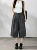 Pantalones Cropped de Pierna Ancha de Cintura Alta para Mujer, Estilo Nuevo de Verano 2026, Perezosos y Relajados, Adelgazantes, Casuales, Versátiles, Pantalones de Algodón Lavado