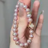 Estilo Popular do Xiaohongshu, Pulseira de Concha Rosa Trevo de Quatro Folhas Pérola Roxa, Pulseira Feminina, Peça Única Exquisita Envio Direto