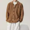 Cardigan de Gola Lapela Tricô Masculino Outono Solto Tendência Marca Ins Tamanho Grande Tricô Inverno Casual Jaqueta de Tricô Tendência