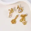 Chapado en cobre con oro de 18 quilates, con un colgante de borla de calabaza de circonio, diseños de mariposa, luna y estrella, adecuado para pulseras de cristal DIY, joyería de media cadena y componentes de accesorios