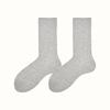 Calcetines Grises con Pelo para Mujer Colocación de Verano Zapatos Pequeños de Cuero Calcetines Blancos de Doble Aguja Estilo Coreano de Caña Media para Verano