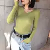 Top de punto fino para primavera y otoño 2026, nuevo y moderno, con cuello en V y manga larga, suéter interior de corte bajo para mujer, otoño e invierno