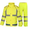 Conjunto de Capa de Chuva e Calça de Chuva Refletivos para Serviço, Tipo Dividido, Camada Dupla, à Prova de Tempestade, para Fiscalização de Trânsito e Serviço de Limpeza