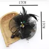 Atrapasueños de Plumas de Perla Europeas y Americanas Hecho a Mano Pasador de Peinado para Actuación Nupcial Sombrero de Copa de Malla Retro Tocado 1237