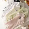 Calcetines Cortos Transpirables Calados Estilo Coreano para Mujer, Verano Malla Fina Rayas Finas Lazo Antiolor Bajos Tipo Barco