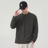 Camiseta Henley de manga longa com botão único estilo americano Anyang, nova coleção outono 2026, estilo old-money, luxo leve, base casual
