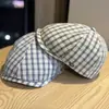 Nueva Gorra de Pato Casual Versátil Estilo Británico Sombrero de Mujer 2026 Sombrero de Sol de Verano Gorra Cuadriculada Adelante Boina de Moda