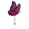 Porta-credencial retráctil de acrílico con mariposa de purpurina Colgante creativo para nombre Etiqueta de nombre Fuente de fábrica transfronteriza