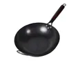 Frigideira de ferro nitretada com fundo plano, adequada para fogões de indução e fogões a gás, wok sem revestimento, para chefs, feiras noturnas, uso comercial e uso doméstico