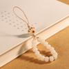 Colgante de cadena para teléfono móvil con garra de carbón de Bodhi de jade blanco, hebilla de anilla antipérdida, cordón con cuentas trenzadas a mano, adorno colgante de muñeca corta para mujer