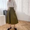 Saia A-line fofa com perfil Luxi feminina nova de primavera saia de algodão de comprimento médio saia francesa de cintura alta 8007