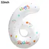 Balões de Folha Coloridos com Estampa Ins Estilo Coreano de Letras e Números de Aniversário, Balões Decorativos Brancos com Rosto Sorridente e Margarida para Uso Externo
