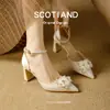 Sapatos de Salto Alto da Moda de Verão com Uma Tira Única, Sandálias Elegantes Versáteis de Bico Fino Estilo Francês de Luxo Leve de Alta Qualidade para Mulheres
