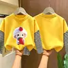 Camiseta base de imitación de dos piezas para niñas, ropa de otoño, algodón puro casual nuevo estilo 2026, camiseta de manga larga para niñas, temporada de otoño