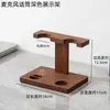 Soporte de Exhibición para Micrófono Soporte para Micrófono KTV Estante de Almacenamiento de Escritorio para el Hogar Base de Madera de Bambú Soporte Vertical