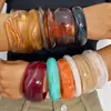 Joias Yongge Pulseira Geométrica Redonda de Resina Estilo Europeu e Americano Transfronteiriça Semi-Transparente Estilo Ins Bangle Poligonal Exagerado