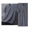Traje de baño de secado rápido de seda helada para hombre, talla grande, fino, protector solar UPF50, deportivo, informal, de manga corta, pantalones, novedad de verano