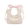 Bolso dulce con ribete de encaje para niñas pequeñas, con un lindo estampado a cuadros y un lazo, un bolso cruzado mini a la moda para niños