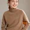 Suéter de punto grueso de siete puntadas con cuello alto y mangas raglán de cachemira pura para mujer, nuevo estilo otoño e invierno, suave y cálido, adecuado para usar en capas