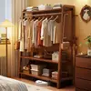 Percha de madera maciza para suelo de dormitorio, perchero para el hogar, perchero sencillo para ropa, estante de almacenamiento para el extremo de la cama