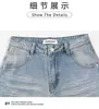 Jeans de Mezclilla Finos para Mujer Primavera/Verano Nueva Moda Cintura Alta Adelgazantes Azul Claro Rectos Pierna Ancha Pantalones de Longitud al Suelo