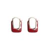 Design exclusivo Red Drop Oil Square Brincos High Sense Fashion Pequeno Ankara Red Ear Buckle Brincos de vento frio